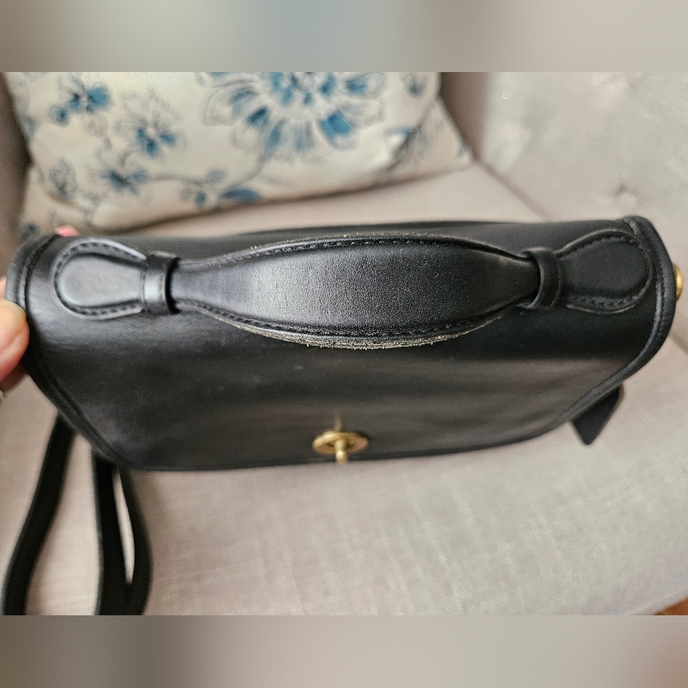 Vintage Coach Court Handbag Crossbody Black Leather - Picture 5 of 16